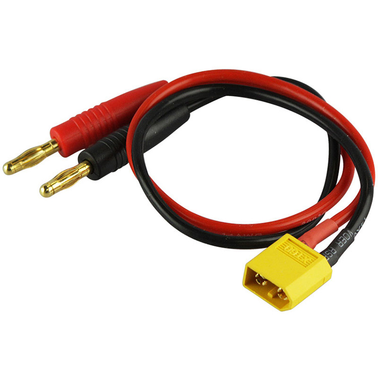 AMASS出品XT60充電線30cm14AWG專用充電硅膠線 4mm充電香蕉插頭 AM-CC02