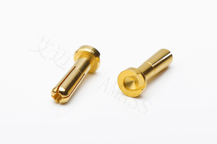 AM-1003G AMASS出品 正品4mm香蕉插頭(公頭)7u鍍金 可垂直焊接 頂部開槽